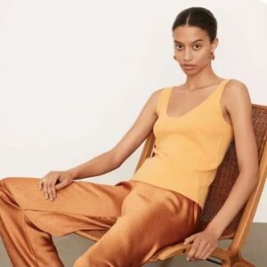 Revolve Vince Cashmere Knit Scoop Neck Tank Camisole Orange Yellow Size Medium